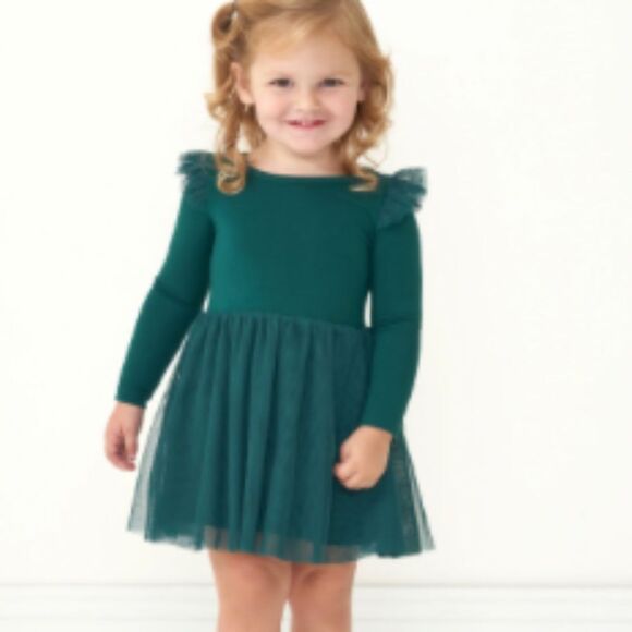 NWT Emerald Flutter Tutu Dress w/ Bloomer Little Sleepies 3-6M